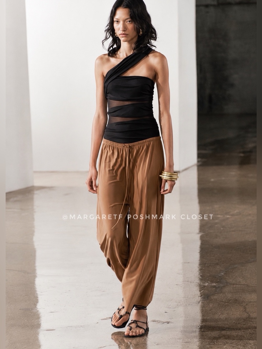 Zara asymmetric tulle cut out swimsuit - Picture 3 of 11